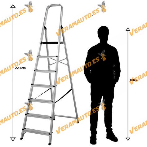 Escalera de Aluminio AMIG 485 de 7 Peldaños | Carga máxima 150 Kg