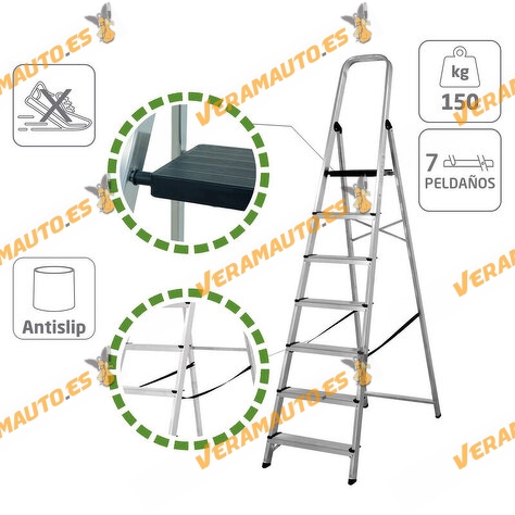 Escalera de Aluminio AMIG 485 de 7 Peldaños | Carga máxima 150 Kg