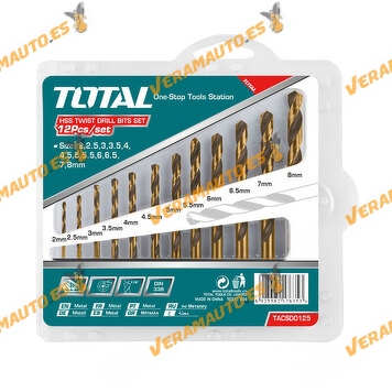 Set of 12 Metal Drill Bits | HSS material | TOTAL