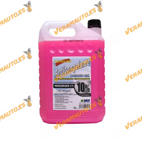 Líquido Anticongelante PETROLINE Orgánico 10% | Color Rosa | Refrigerante Verano | Protección hasta -5ºC