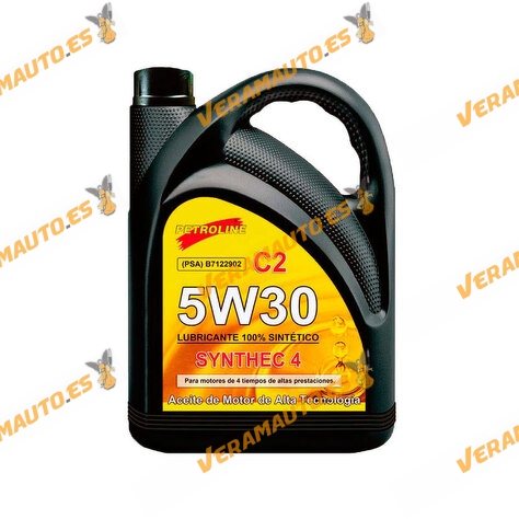 Petroline Engine Oil 5W30 Synthec 4 C2 | PSA B71 22902 | Long Life | Low Saps | 5 Litres