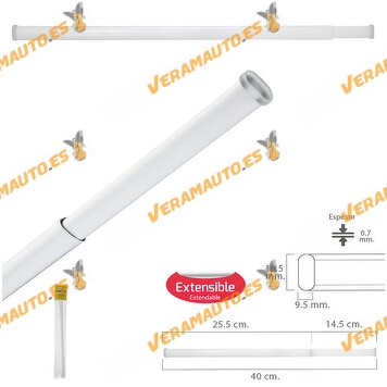 Barra Visillo Extensible Con Muelle de Presión Ajustable | Medida 25.5 / 40cm | 1 Unidad