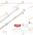 Extendable Curtain Rod With Adjustable Pressure Spring | With Support and Suction Cups | Size 60 / 105cm | 2 Unit