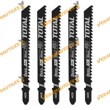 Set of 5 Jigsaw Blades for Wood Cutting | 100mm | Replacement | HCS 6TPI