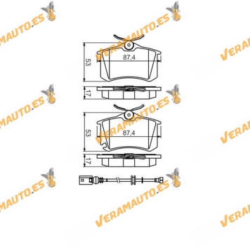 Pastillas de Freno Grupo Volkswagen | Kit Eje Trasero | Sistema de Frenos TRW | Con Contacto Avisador Desgaste | 6X0698451A