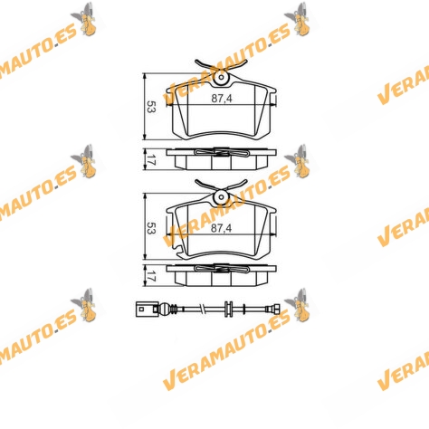 Pastillas de Freno Grupo Volkswagen | Kit Eje Trasero | Sistema de Frenos TRW | Con Contacto Avisador Desgaste | 6X0698451A