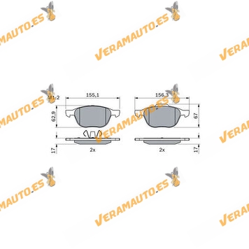 Pastillas de Freno ICER Eje Delantero Ford | Mazda | Volvo | Sistema de Frenos ATE-TEVES | OE 3M5J-0K021-A1A