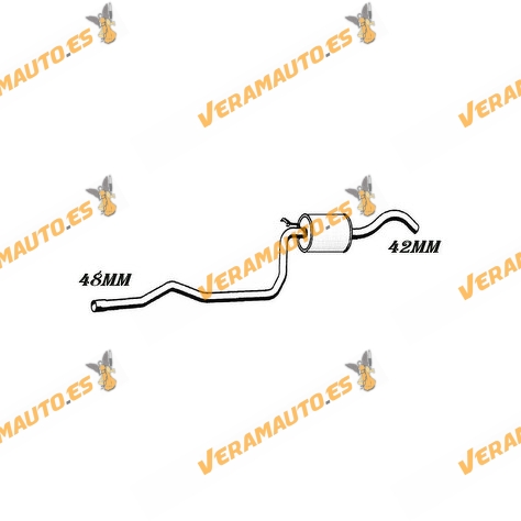 Silencioso Intermedio Ford Fiesta 1.3 y 1.4 Catalizado de 1991 a 1996 | Motor BL 1.3 CFI | 1.4 HL14CFI | OE 6643783