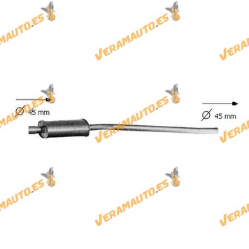 Intermediate Silencer Peugeot 309 I SR 1.6 from 1986 to 1987 | 1592cc 94hp 69kw | Type J2 | 45mm diameter | OE 172854