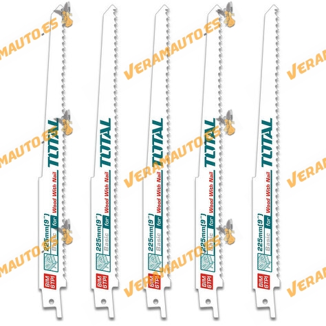 Set 5 Hojas Para Sierra de Sable | Corte Para Madera | 225mm | Recambio | BIM 6TPI