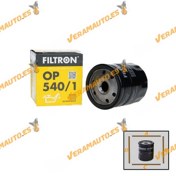 Oil Filter FILTRON OP 540/1 PSA | Opel | Toyota | Suzuki | DAIHATSU | Hyundai | Nissan | Lancia | M20x1,5 | OE 1109.J8