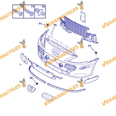 Paragolpes Delantero Peugeot 307XS Break CC Coupe Cabrio SW de 2005 a 2007 | Imprimado | Sin Rejillas y Molduras | 7401CZ