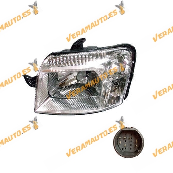 Headlamp FIAT Panda 169 from 2003 to 2012 Left | Black Connector 14 holes and 7 pins | For H4 Lamp | OE 51867677