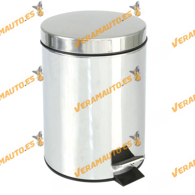 Cubo De Acero INOX Con Tratamiento Antihuellas | Recipiente de Plastico Interior Extraible | Con Pedal de Apertura | 5 Litros