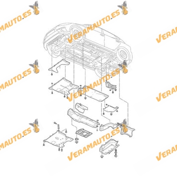 Protección Bajo Motor Audi A1 de 2018 a 2025 | SEAT Ibiza de 2017 a 2025 | Arona | Volkswagen Polo | OEM Similar a 2Q0825236D