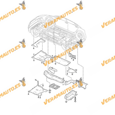 Protección Bajo Motor Audi A1 de 2018 a 2025 | SEAT Ibiza de 2017 a 2025 | Arona | Volkswagen Polo | OEM Similar a 2Q0825236D
