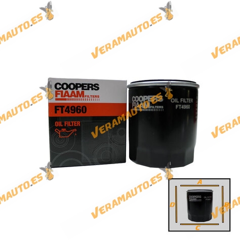 Filtro de Aceite CoopersFiaam FT4960 | Ford Scort Fiesta Mondeo | Opel Omega A | Toyota Corolla Yaris | OEM K04105409AE