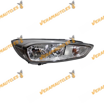 Headlight Ford Focus from 2014 to 2018 | Right Lamps H1 + H7 with Motor | Silver OEM Similar to 1939291