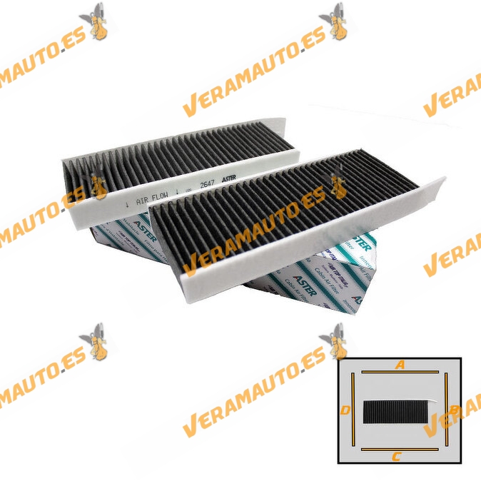 Cabin Filter ASTER | Peugeot 308 II from 2013 to 2021 | Activated Carbon OEM 9804163380