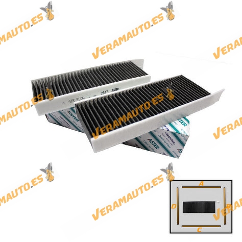 Filtro de Habitáculo ASTER | Peugeot 308 II de 2013 a 2021 | Carbón Activado OEM 9804163380