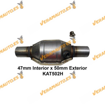 Catalizador Universal Adaptable | Apto Normativa Emisiones EURO V | Redondo con Protección Calorifica | Largo Total 340mm