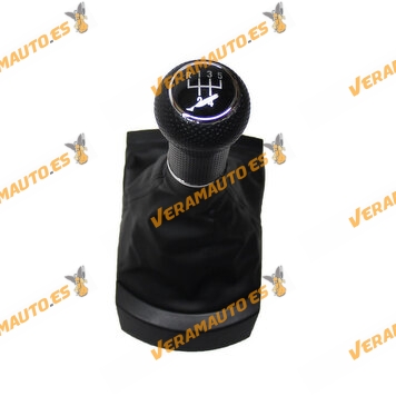 Knob and Bellows SEAT Ibiza Cordoba 6L from 02-2002 to 04-2008 | 5 Speed | Manual Change | Leatherette Dust Cover | 6L0711113M