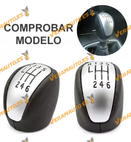 Pomo Palanca Cámbios Renault Laguna III de 2007 a 2015 | Manual 6 Velocidades | Polipiel | Casquillo de 16mm | 328650008R