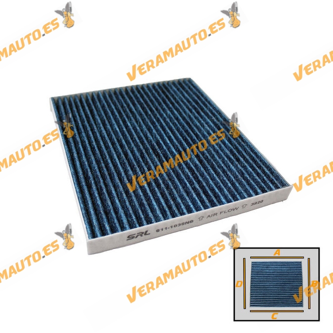 Filtro Habitáculo SRLine Carbón Activo Antibacteriano | Antialérgico | Antifúngico | Toyota Avensis | Corolla | 8856802030