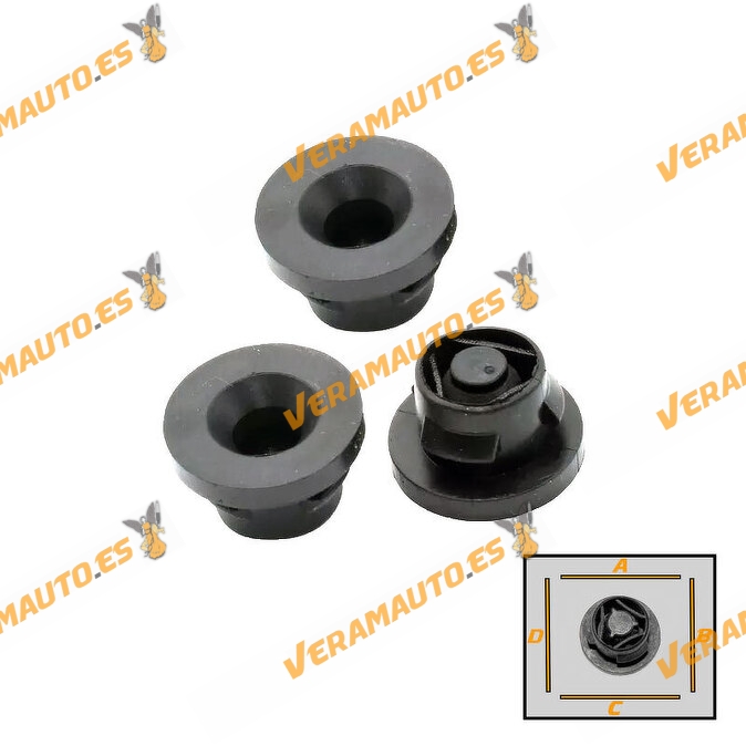 Set de 3 Soportes Fijación Caja Filtro de Aire PSA | Motores 1.6 HDi Tipo DV6 9H | Taco de Goma Amortiguación | OE 1422A3