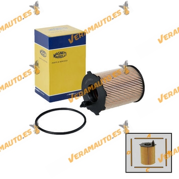 Filtro Aceite Magneti Marelli 153071760514 Alfa Romeo Mito | Fiat 500 | Panda | Punto | Lancia | Motor 0.9 | OE 55224598