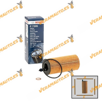 Filtro de Aceite BOSCH P7205 | F 026 407 205 | F 026407205 | BMW | OE 11428575211 | 8 575 211