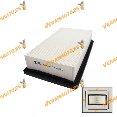 SRLine Air Filter Renault Avantime | Space III | Saab 9-3 | 900 II | OEM Similar to 104236030