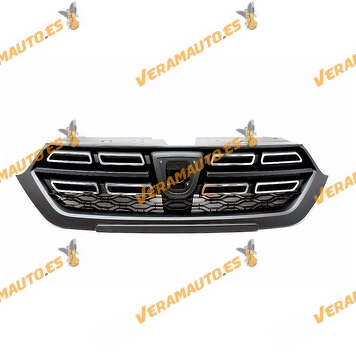 Grill | Grille | Front Grille for Dacia Dokker | Lodgy Stepway from 2012 to 2018 | Black and Chrome | Similar to OEM 623104154R