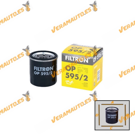 Filtro Aceite Filtron OP 595/2 Hyundai i10 | i20 | i30 | Kona | Kia Ceed | Picanto | Rio | Stonic | Xceed | OE 26300-03001