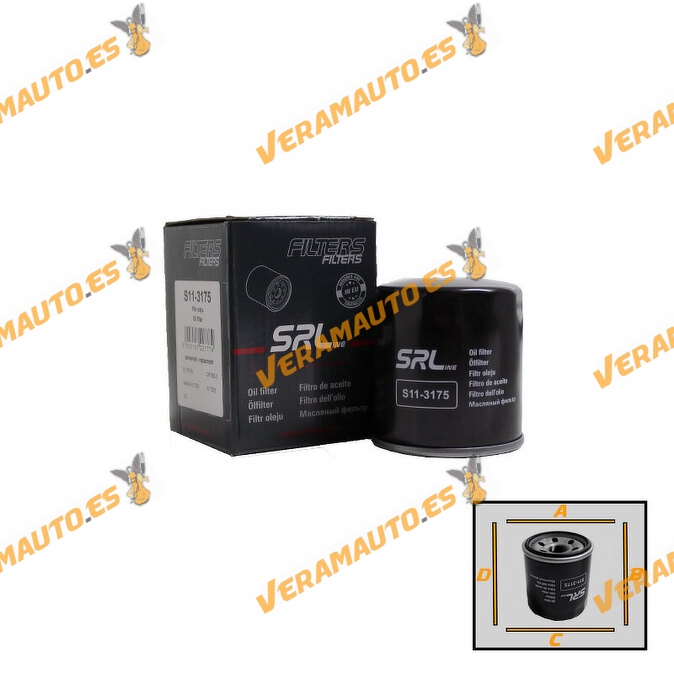 Filtro Aceite SRLine Hyundai i10 | i20 | i30 | Kona | Kia Ceed | Picanto | Rio | Stonic | Xceed | OE 26300-03001