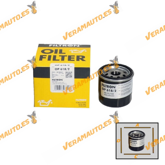Filtro de Aceite Filtron OP 618/2 Lexus ES RX UX | Mazda 2 Liftback (KB) | Toyota C-HR Corolla RAV4 Yaris | OE 90915-10009