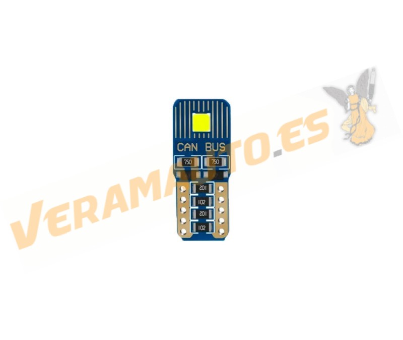 Lámpara Led Canbus T10 W5W | Led Chip 2SMD FLS35 de alto brillo | Luz blanca 6000K | Con Canbus