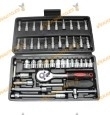 46-Piece Chrome Vanadium Tool Set | Socket Wrenches | Bits | Ratchet | 1/4" Metric
