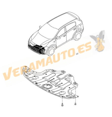 Under Engine Protection for Kia Sportage 2015-2021 | Polypropylene Skid Plate | OE 29110F1050 29110F1550